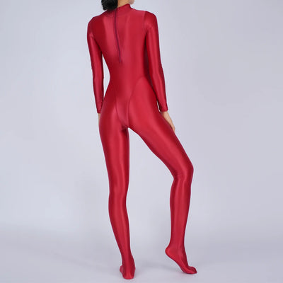 Sexy Womens Glossy Shiny Silky Tights Swimsuit Leggings Bodysuit Jumpsuit Ladies Elasticity Breathable Leotard Sleeping Romper
