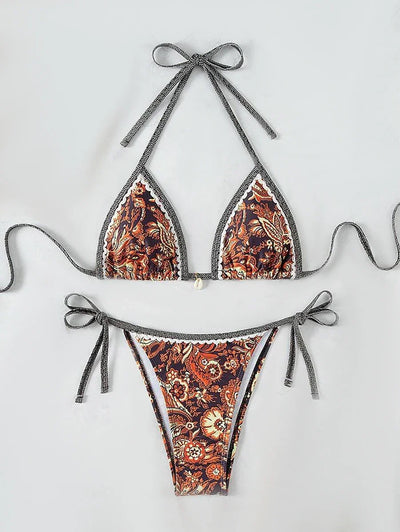 2025 Halter String Triangle Two Piece Bikini Women Swimwear Female Swimsuit Bathers Bathing Swimming Suit Beachwear Summer - Elanique