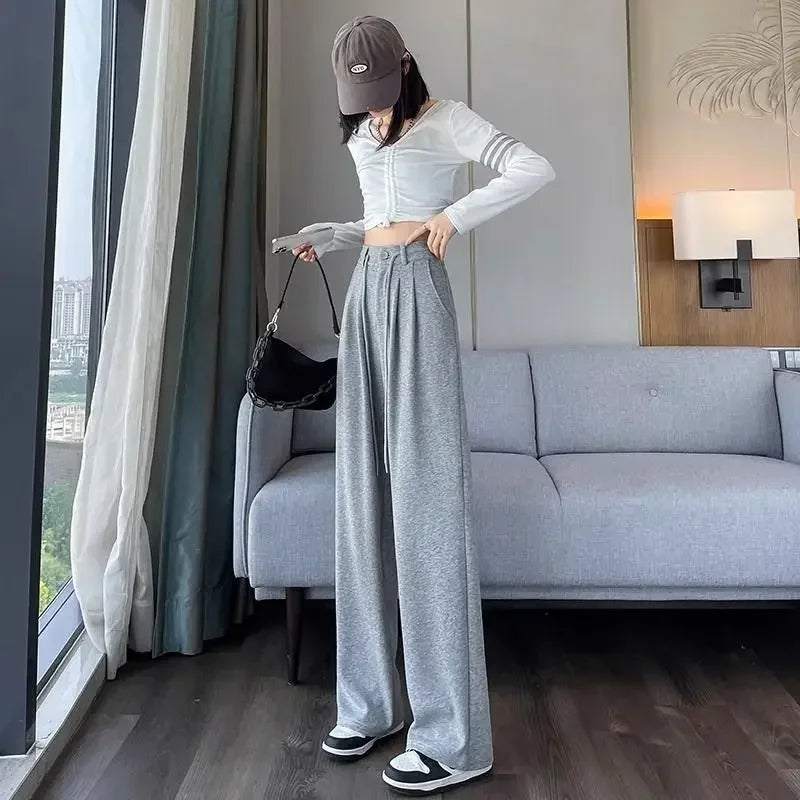Wide Leg Pants for Women Long Cotton Woman Trousers Y2k Streetwear Trends 2024 One Size All Medium Original Xxl New In Elastic G