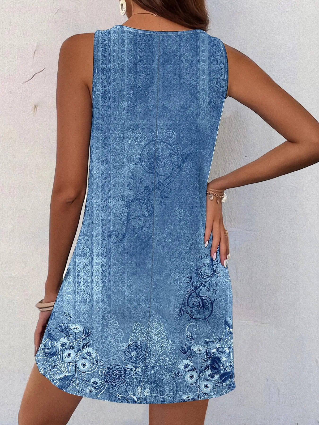 Women Summer Sleeveless Bohemian Dress Exclusive Print Vacation Dress  Birthday Dress for Women Beach Dress Dress for Women