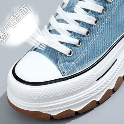 Fashion Designer Women Canvas Shoes Summer New High Platform Sneakers Female Casual Tennis Shoe Increase All-match Zapatos Mujer