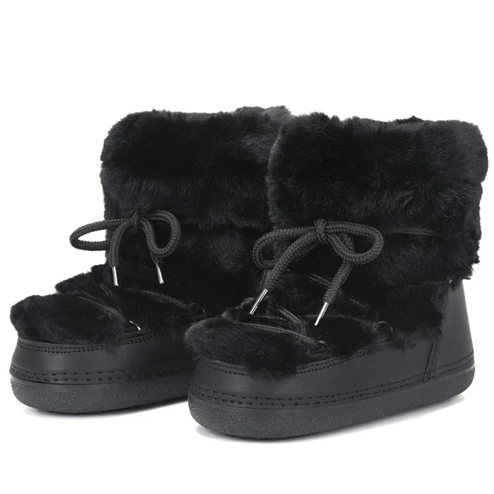 Snow Boots for Women Hairy Fuzzy Fluffy Furry Fur Boots 2025 Winter Boots for Women Waterprrof Pink Black White Fur Snow Boots