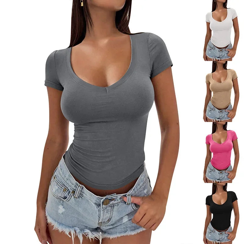 Women's T-shirt Top Summer Slim Fashion Short Sleeve Tshirt For Women Funny T Shirts Shirts Y2k Tops Camisetas De Manga Corta