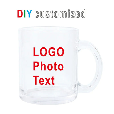 DIY Customized 320ML 11oz Glass Mug Personalized Mugs Coffee Milk Cup Creative Present Cute Gift Print Picture Photo LOGO Text