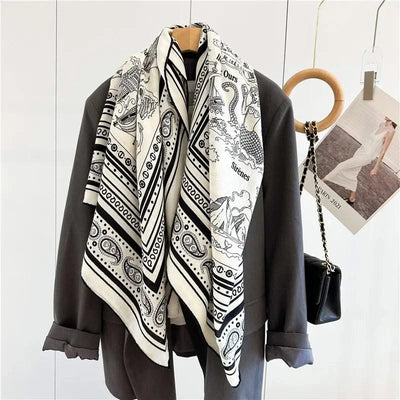 Large Square Wool Blanket Scarf Wraps Women Shawl 132x132CM