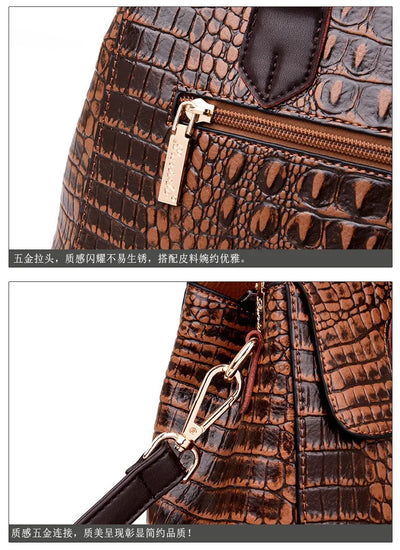 Vintage Fashion Crocodile Genuine Leather Luxury Ladies Handbags Women Bags Designer Woman Shoulder Bag Female Bolsas Feminina