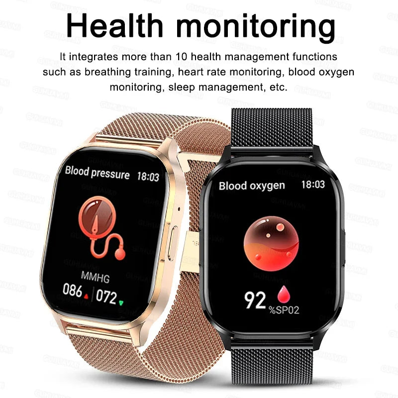 Women Smartwatch 2.01inch AMOLED Screen Bluetooth Call  NFC Sport Watch Blood Pressure Music Women Smart Watch for Huawei Xiaomi