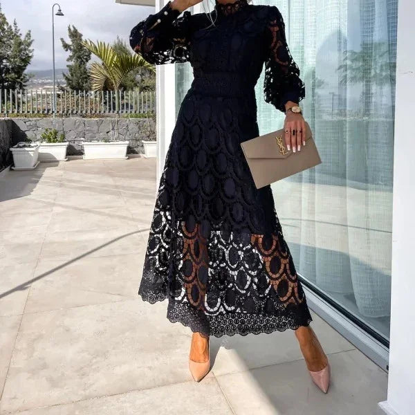 2024 Dresses for Women Party Puff Sleeve Long White Dress Lace High Waist Spring Elegant Y2k Evening Dress Formal Vestidos