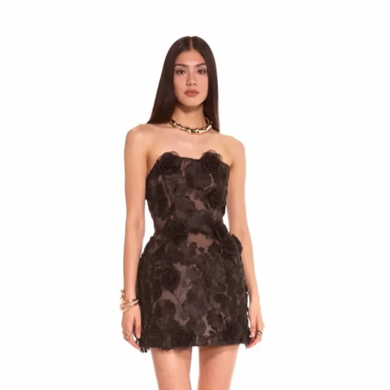 Luxury Dresses Women 2025 Summer Prom Gown New Bodycon Mini Party Dress Retro Embroidered Flower Evening Gowns Brithday Outfits