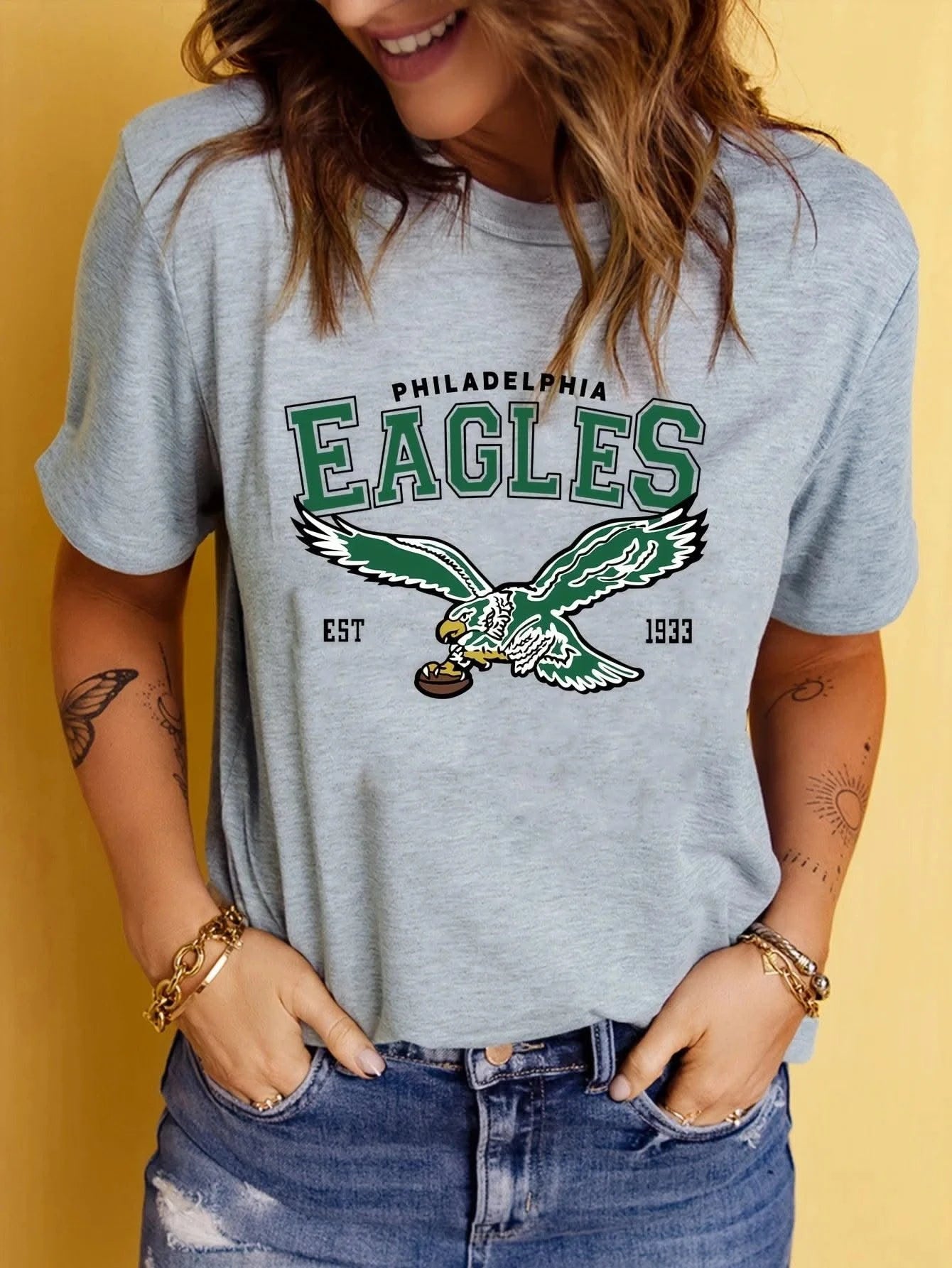 Eagles Print New Women's Fashion O-Neck Summer Trend Women's Y2K Top Trend Comfortable Short Sleeve Cotton T-Shirt