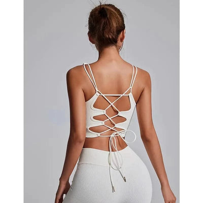 Yoga Sports Bras for Women Open Back Design Padded Crop Top