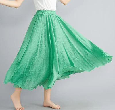 Fashion Cotton Linen Clothes Women Skirts Maxi Y2k Elegant Beach Saia Ropa Mujer Casual Vestido Boho Long Skirt Faldas Harajuku