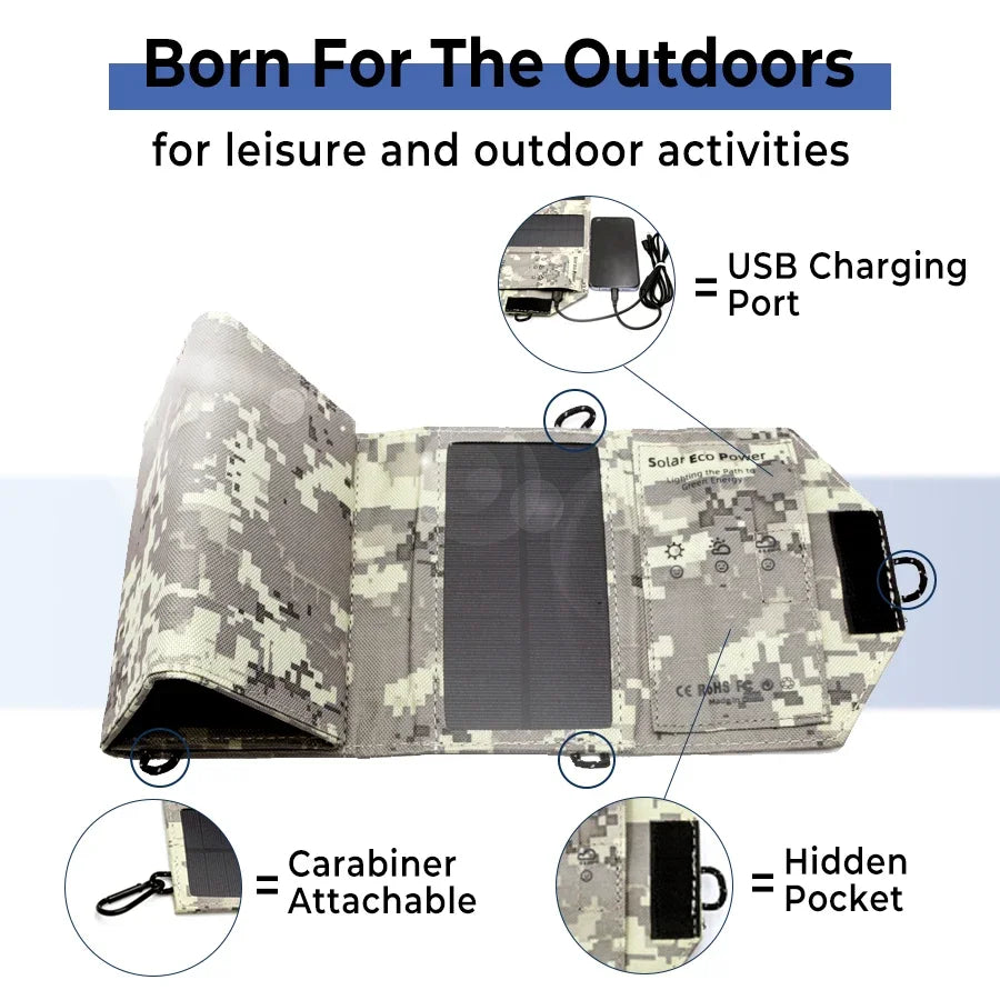 Solar Panel Bag Portable Lightweight 30W 5V Mono Waterproof Foldable Charger Outdoor Emergency Hiking Backpacking Camping