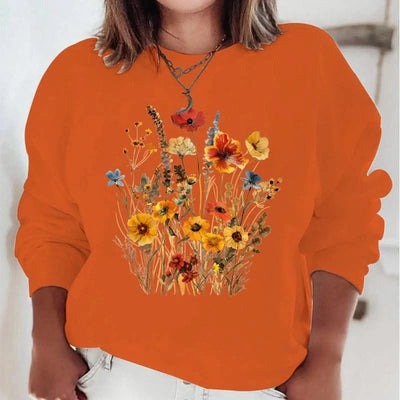 Women's Sweatshirts Wildflowers Boho Vintage Flower Design Hooded