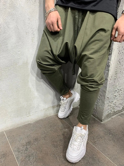 Men's Pants New Hip-hop Trend Trousers Loose Solid Color Small Feet Streetwear Sports Casual Harem Pants Full Length Trousers