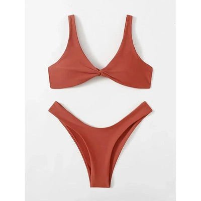 OIINAA Bathing Suit Women Solid Sexy Swimsuit Bow Tie Drawstring Lace Up Summer Bikini Set Two-pieces Beachwear Thong Biquinis
