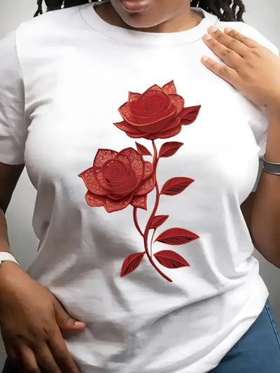 Women's Casual Crew Neck T-Shirt  All Season Essentials Simple Design Showing Elegant Style Inspirational Quote Print T-Shirt
