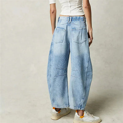 Hirigin Wide Leg Baggy Jeans Women Casual Loose Mid Waist Denim Pants 90s Boyfriend Denim Bloomers Girlfriend Barrel Jeans