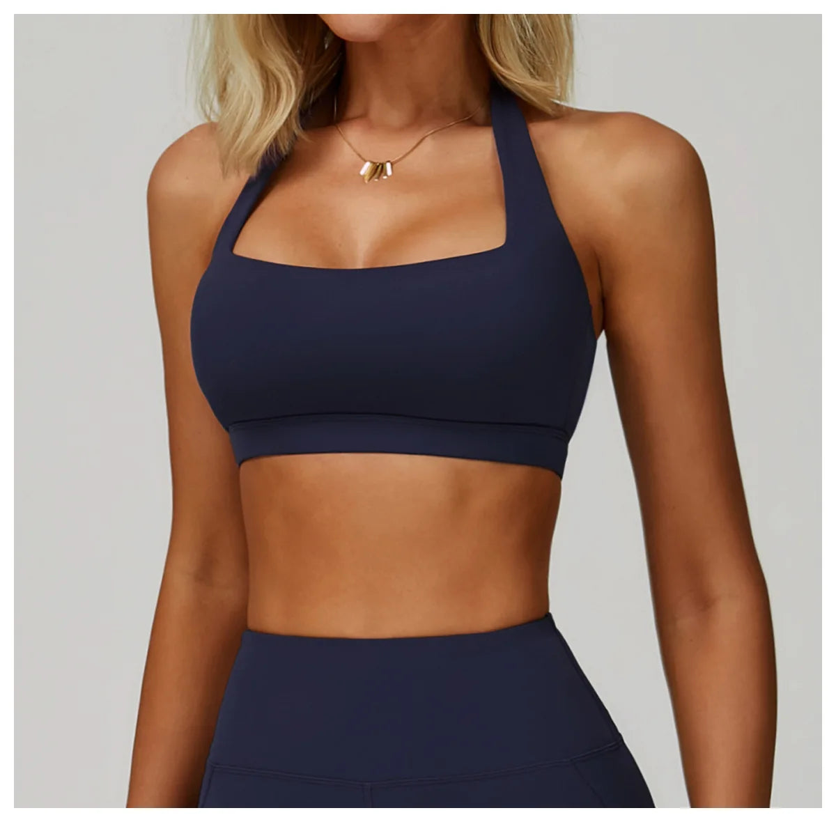 Breathable Sports Bra Anti-Sweat Fitness Top Women Hanging Neck Yoga Bra Shockproof Crop Tops Push Up Sport Bra Gym Workout Vest