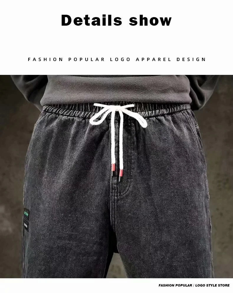 Spring Designer Fashion Men Jeans Retro Black Gray Vintage Casual Denim Harem Pants Ripped Jeans Men Wide Leg Taper Men Jeans