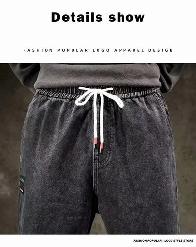 Spring Designer Fashion Men Jeans Retro Black Gray Vintage Casual Denim Harem Pants Ripped Jeans Men Wide Leg Taper Men Jeans