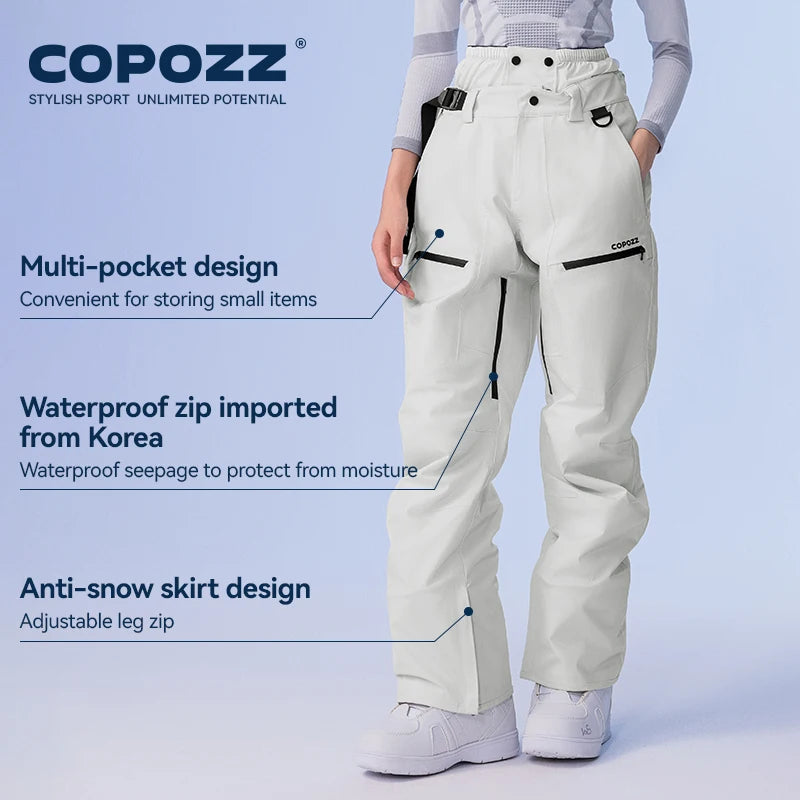 COPOZZ Winter Ski Pants Unisex Women Outdoor High Quality Windproof Waterproof Warm Snow Trousers Winter Ski Snowboarding Pants