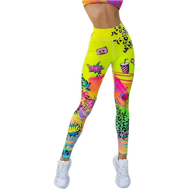 Fashion Printed High Elastic Yoga Pants Hip Lifting Outdoor Sports Fitness Running Cycling Clothing Work Out Seamless Leggings