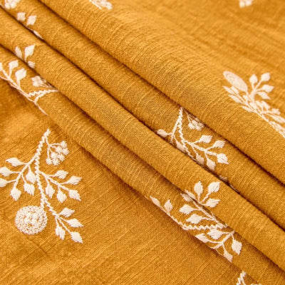 140x50cm Embroidered Slub Cotton Linen Fabric Clothing Sewing Fabric, Diy Women's Dress Forest Flower Cloth