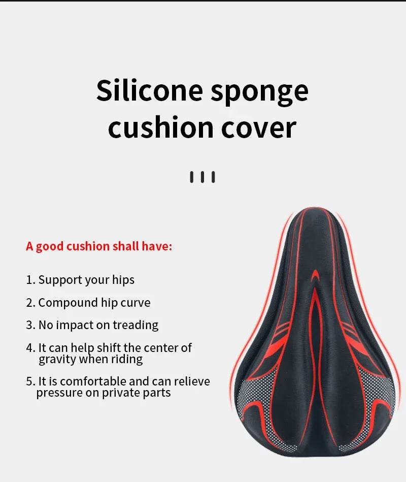 3D Bicycle Saddle Cover Accessories for Mountain Bike Men and Women Gel Soft Bicycle Seat Cover Parts Cycling Sports