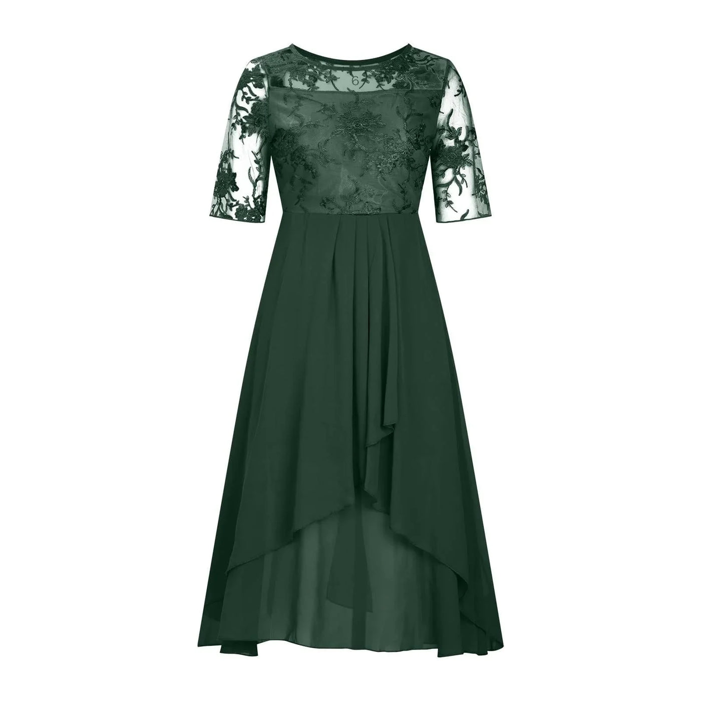 Elegant Outfits Summer Dresses For Women 2023 Tea Length Embroidery Lace Chiffon Mock Dress Formal Occasion Dresses Vestidos