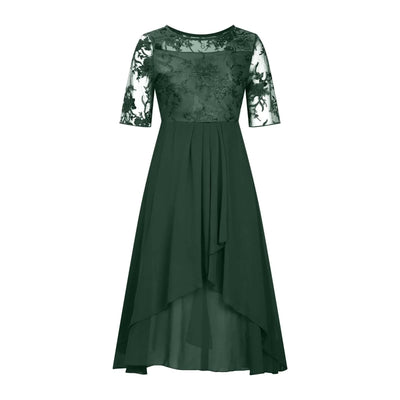 Elegant Outfits Summer Dresses For Women 2023 Tea Length Embroidery Lace Chiffon Mock Dress Formal Occasion Dresses Vestidos