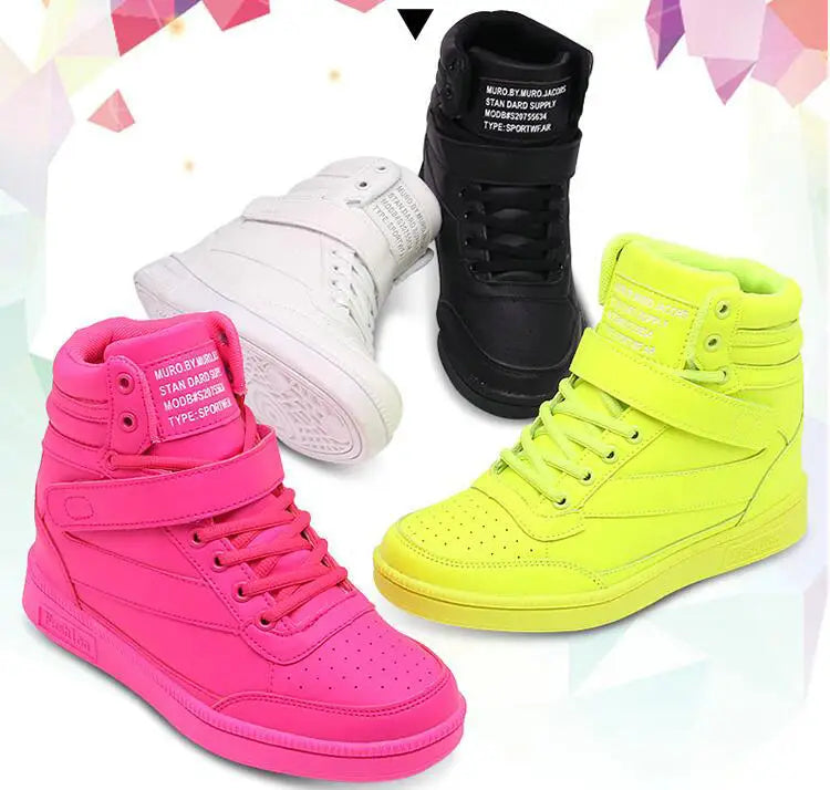 2023 Autumn Designer Wedges White Platform Sneakers Women Shoes Leather Black High Top Sneakers Hidden Increasing Basket Femme