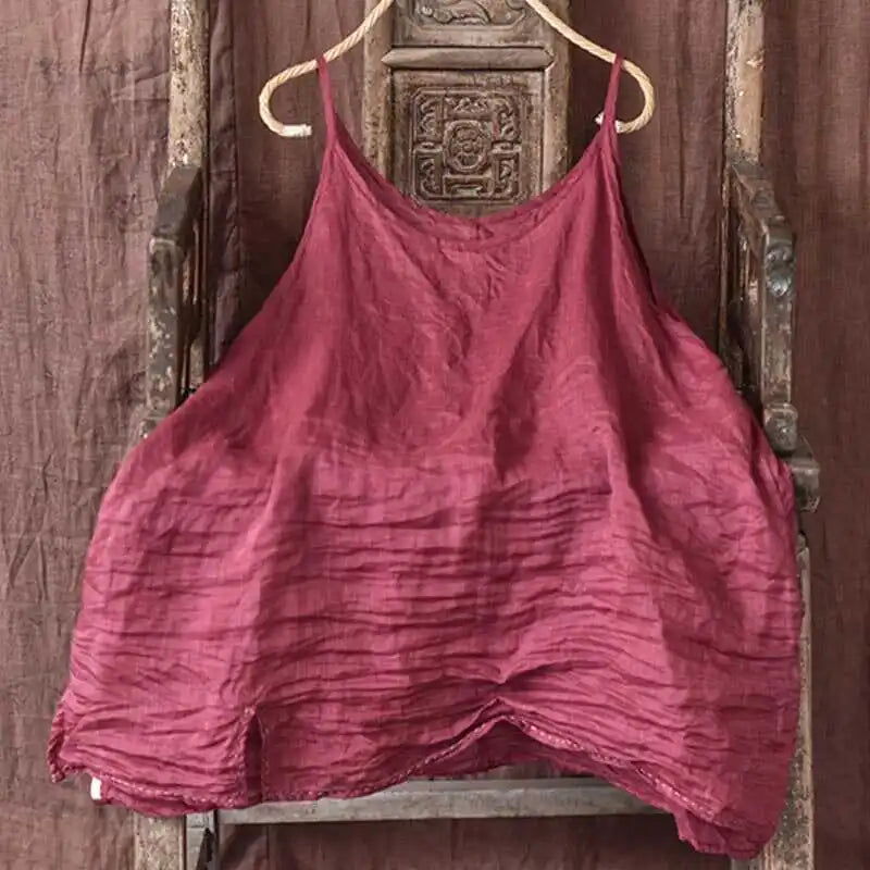 Asymmetric Cotton Linen Loose Underwear Outerwear Women's Vest Brand Name Casual Summer Faion Comfortable Breathable