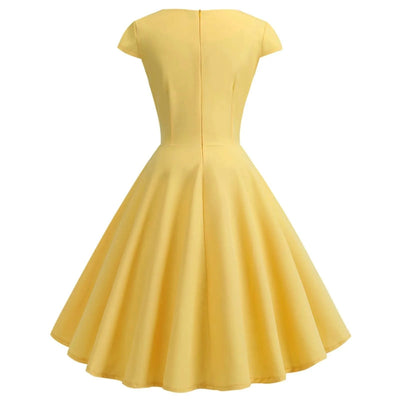 Pink Summer Elegant Party Midi Dress Women V Neck Vintage Robe Elegant Vintage Rockabilly Pin Up Party Office Midi Dresses