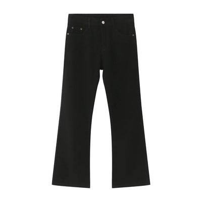 Jeans Denim Pants Men Long Flare Pant Straight Trousers High Waist Casual Regular Pockets Slim Fit Splice Simple Autumn 2024