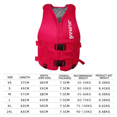 Neoprene Life Jacket Adult Children Life Vest Water Safe Fishing Vest Kayaking Boating Swimming Surfing Drifting Safe Life Vest