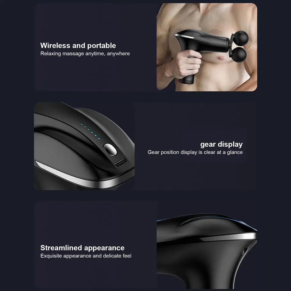 Massager Cordless Double-Headed Electric Smart Vibration Portable Muscle Massager Handheld Back Massager Electric Smart Portable