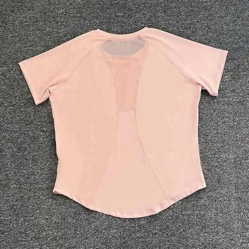 Women's sports T-shirt for running and yoga, loose mesh breathable outdoor cover-up, quick-drying thin fitness short-sleeved top