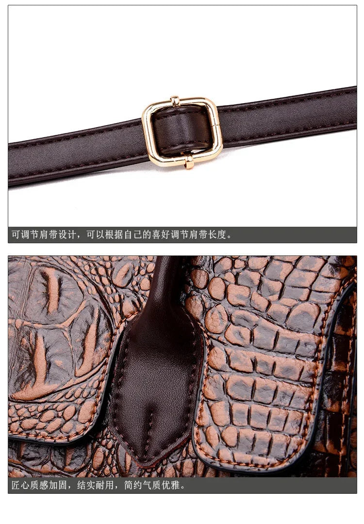 Vintage Fashion Crocodile Genuine Leather Luxury Ladies Handbags Women Bags Designer Woman Shoulder Bag Female Bolsas Feminina