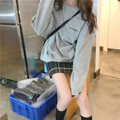Women Sweatshirts Letter T-shirt Summer Korean Fashion Thin Chic Hoodie Shirt Long Sleeve Top Women's Loose Pullover Y2k Clothes