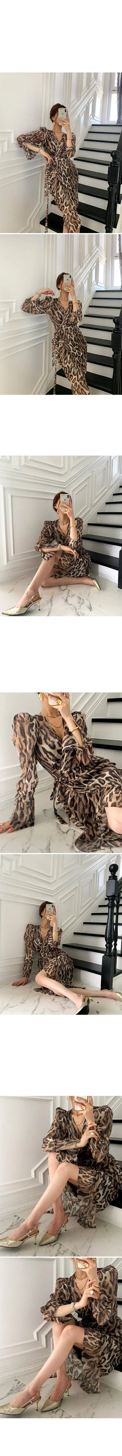 New Fashion Leopard Print Casual Dresses for Women Sexy V-Neck Chicly Lace-Up Slim Waist Basic Long Sleeve Simple Female Dresses