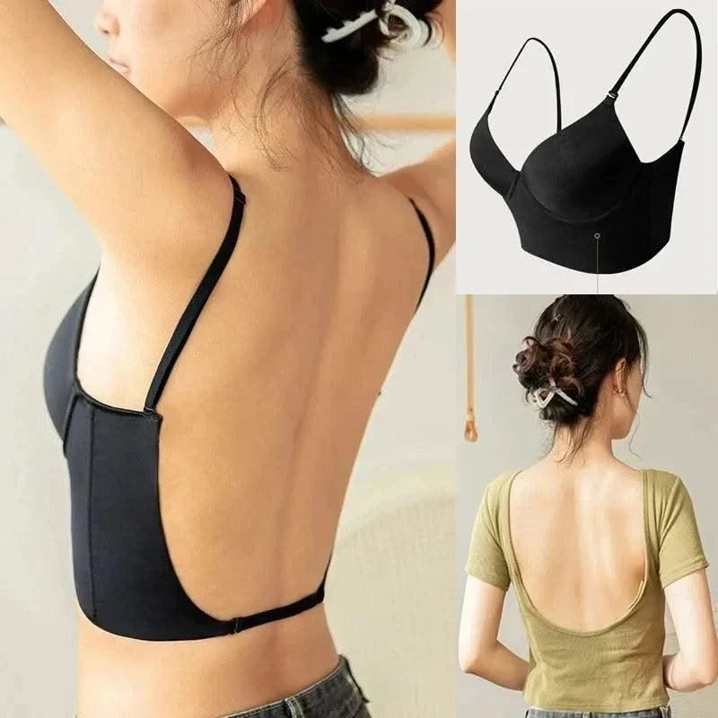Women Invisible Bra Deep U Plunge Bras Backless Top