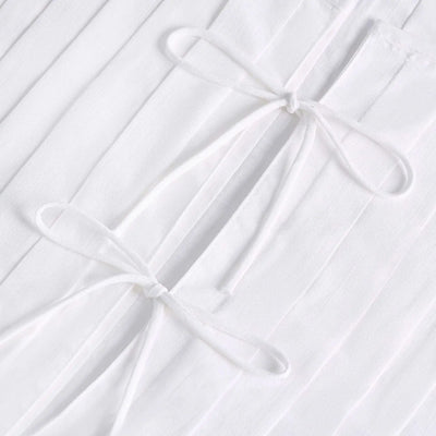 Linen Cotton Pleated Lace-up Elegant White Women Tops Tanks 2025 Summer Women Causal O-neck Sleeveless Ruffles Vest Streetwear
