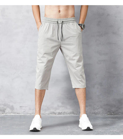 Summer Cropped Trousers for Men, Ice-Feel Breathable Stretch Trousers, Casual Versatile Shorts