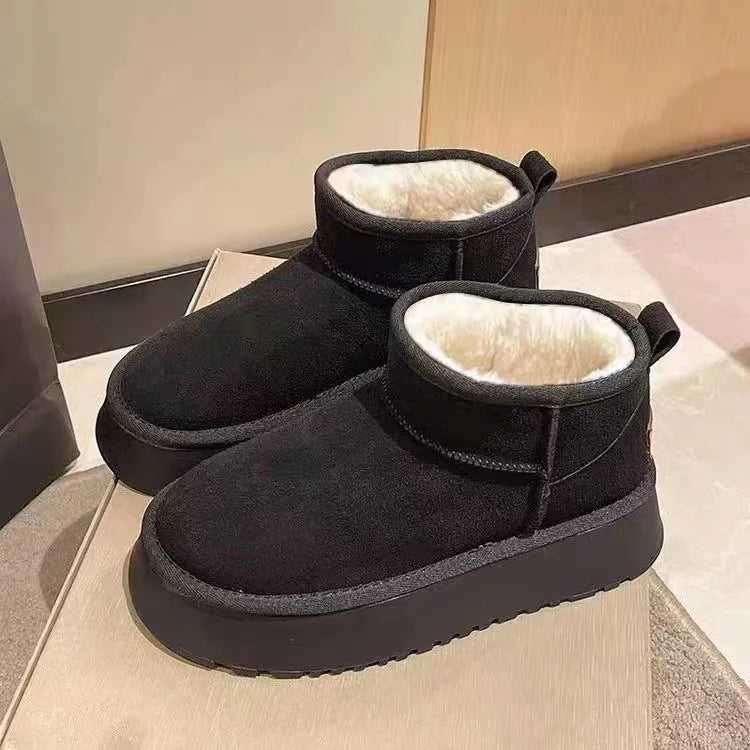 Snow boots for women in winter 2024, with thick fleece and anti slip insulation, large size cotton shoes, short tube