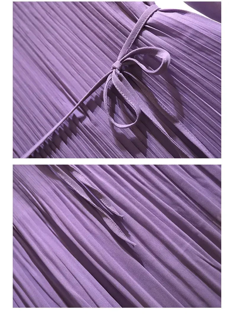 Purple Dresses for Women 2024 Woman Dress Midi Silk Satin Chiffon Clothes New Features of Sale Outfits Fashion Retro Hot X Xxl G