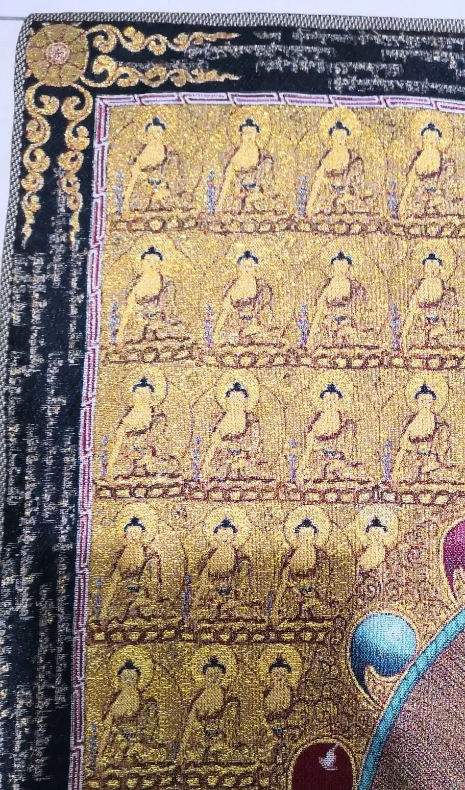 Tibetan Buddhism Medicine Buddha Portrait Chinese Tangka Embroidery Decoration Hanging Painting