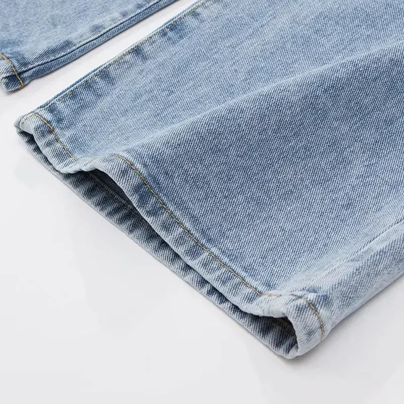 High-waist Plus-size Women Jeans Loose Small Person Straight Crotch Versatile Slimming Trousers Cotton Material