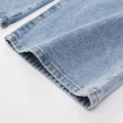 High-waist Plus-size Women Jeans Loose Small Person Straight Crotch Versatile Slimming Trousers Cotton Material