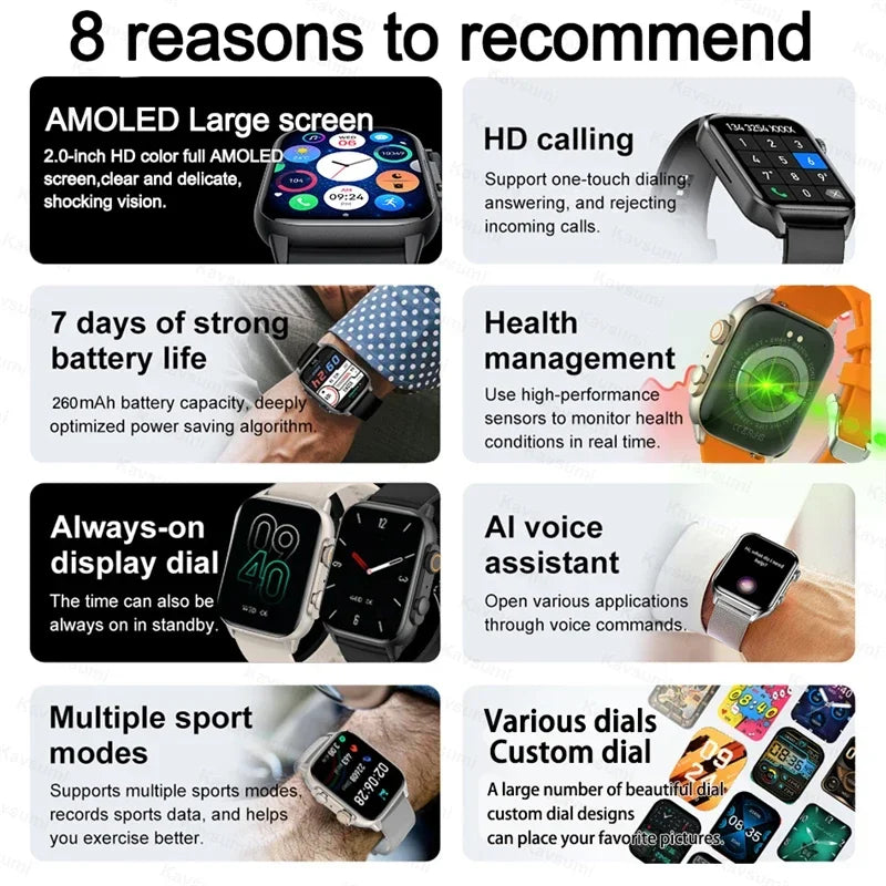 Women Smartwatch 2.01inch AMOLED Screen Bluetooth Call  NFC Sport Watch Blood Pressure Music Women Smart Watch for Huawei Xiaomi